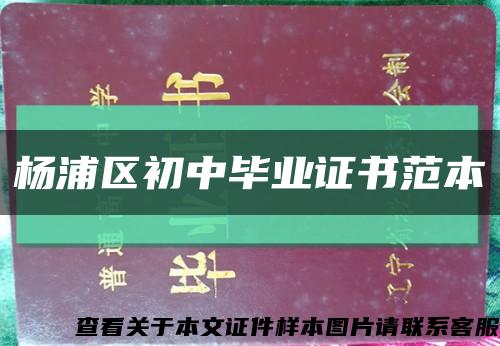 杨浦区初中毕业证书范本缩略图