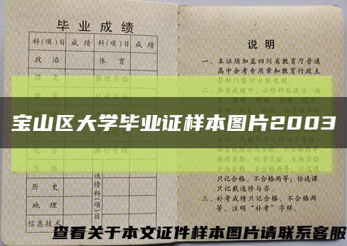 宝山区大学毕业证样本图片2003缩略图