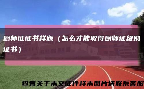 厨师证证书样版（怎么才能取得厨师证级别证书）缩略图