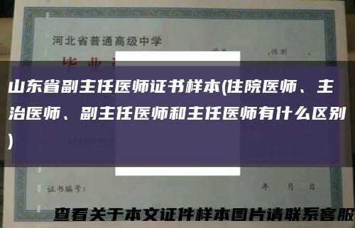 山东省副主任医师证书样本(住院医师、主治医师、副主任医师和主任医师有什么区别)缩略图