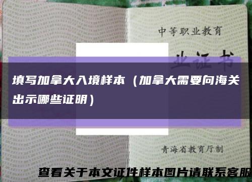 填写加拿大入境样本（加拿大需要向海关出示哪些证明）缩略图