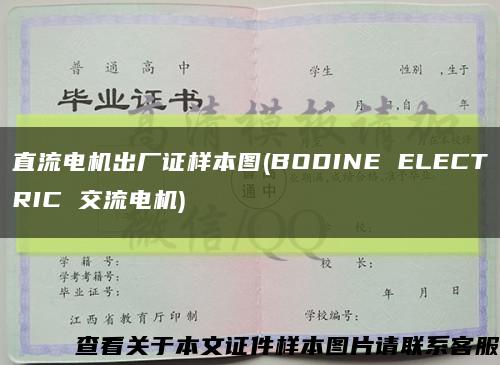 直流电机出厂证样本图(BODINE ELECTRIC 交流电机)缩略图