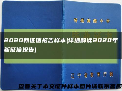 2020新征信报告样本(详细解读2020年新征信报告)缩略图