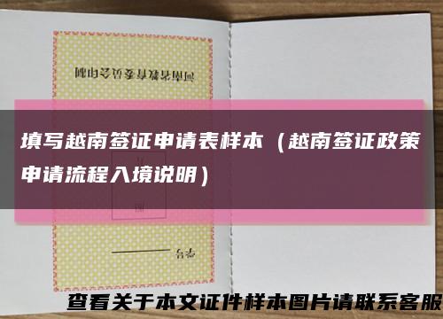 填写越南签证申请表样本（越南签证政策申请流程入境说明）缩略图