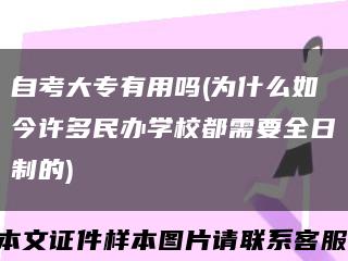 自考大专有用吗(为什么如今许多民办学校都需要全日制的)缩略图