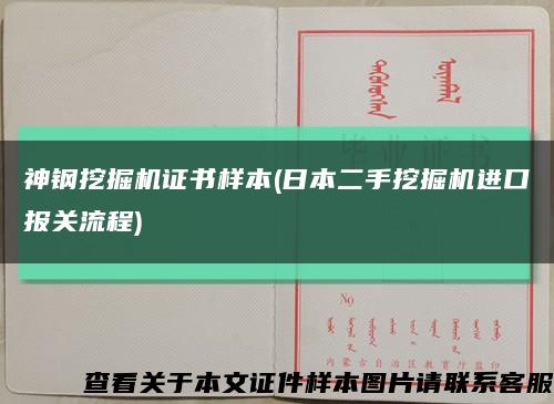 神钢挖掘机证书样本(日本二手挖掘机进口报关流程)缩略图