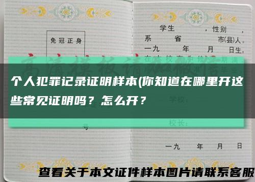 个人犯罪记录证明样本(你知道在哪里开这些常见证明吗？怎么开？缩略图