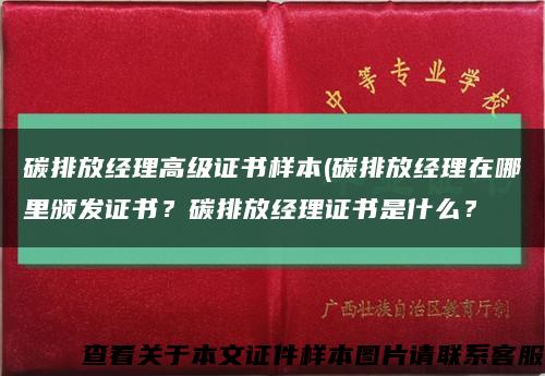 碳排放经理高级证书样本(碳排放经理在哪里颁发证书？碳排放经理证书是什么？缩略图