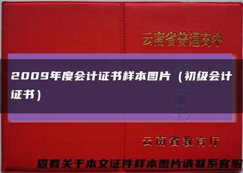 2009年度会计证书样本图片（初级会计证书）缩略图