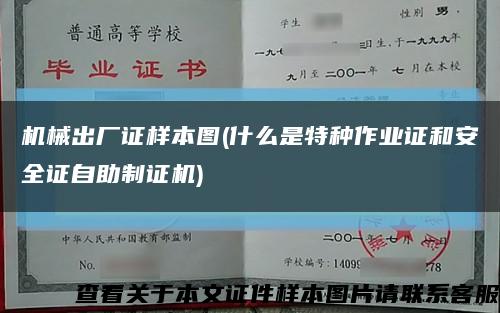 机械出厂证样本图(什么是特种作业证和安全证自助制证机)缩略图