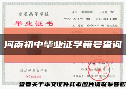 河南初中毕业证学籍号查询缩略图