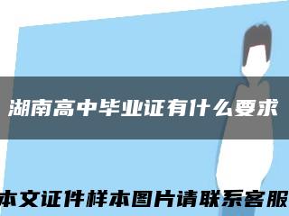 湖南高中毕业证有什么要求缩略图