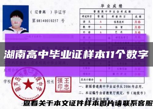 湖南高中毕业证样本11个数字缩略图