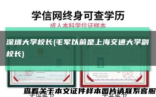 深圳大学校长(毛军以前是上海交通大学副校长)缩略图