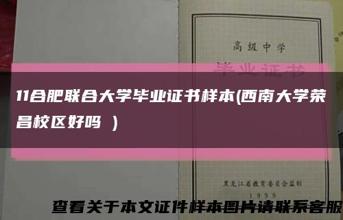 11合肥联合大学毕业证书样本(西南大学荣昌校区好吗 )缩略图