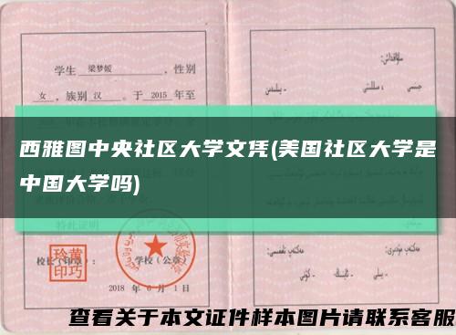 西雅图中央社区大学文凭(美国社区大学是中国大学吗)缩略图