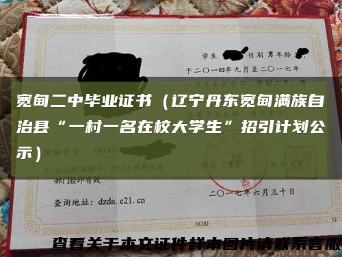 宽甸二中毕业证书（辽宁丹东宽甸满族自治县“一村一名在校大学生”招引计划公示）缩略图