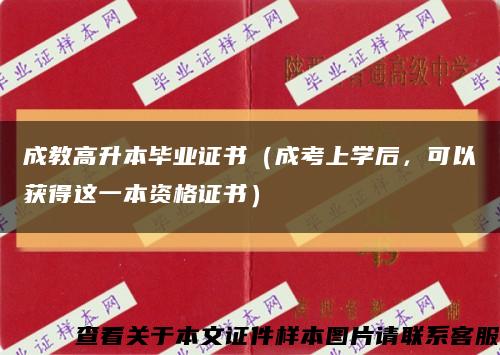 成教高升本毕业证书（成考上学后，可以获得这一本资格证书）缩略图