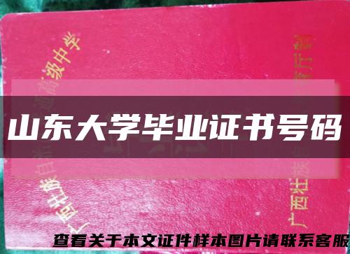 山东大学毕业证书号码缩略图