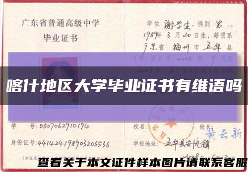 喀什地区大学毕业证书有维语吗缩略图