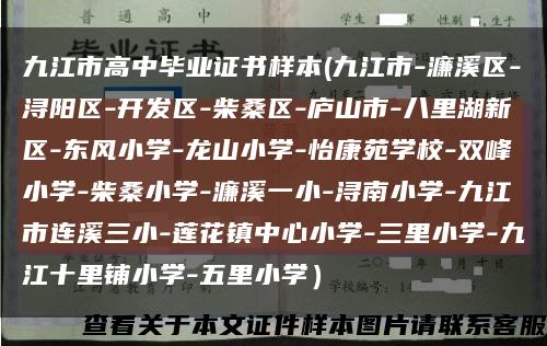 九江市高中毕业证书样本(九江市-濂溪区-浔阳区-开发区-柴桑区-庐山市-八里湖新区-东风小学-龙山小学-怡康苑学校-双峰小学-柴桑小学-濂溪一小-浔南小学-九江市连溪三小-莲花镇中心小学-三里小学-九江十里铺小学-五里小学）缩略图