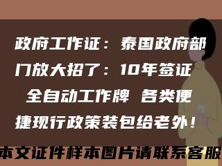 政府工作证：泰国政府部门放大招了：10年签证 全自动工作牌 各类便捷现行政策装包给老外！缩略图