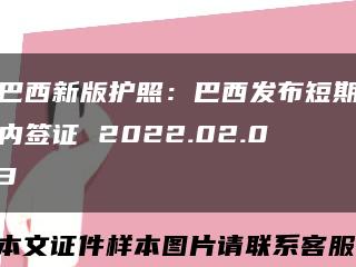 巴西新版护照：巴西发布短期内签证 2022.02.03缩略图