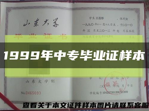 1999年中专毕业证样本缩略图