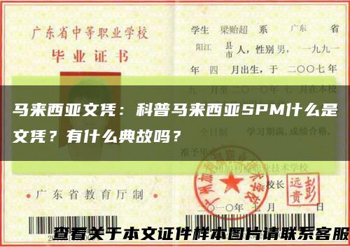 马来西亚文凭：科普马来西亚SPM什么是文凭？有什么典故吗？缩略图