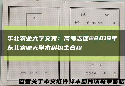 东北农业大学文凭：高考志愿@2019年东北农业大学本科招生章程缩略图