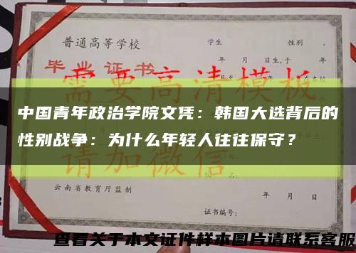 中国青年政治学院文凭：韩国大选背后的性别战争：为什么年轻人往往保守？缩略图