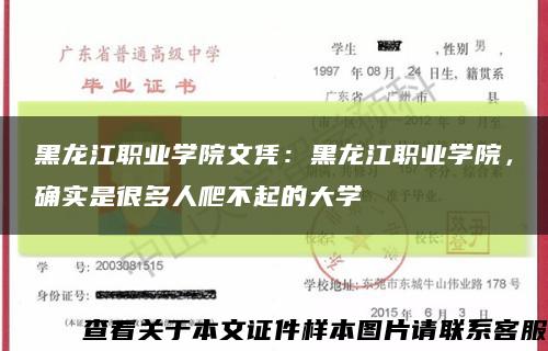 黑龙江职业学院文凭：黑龙江职业学院，确实是很多人爬不起的大学缩略图