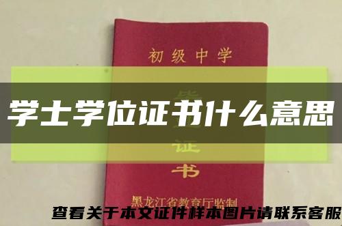 学士学位证书什么意思缩略图