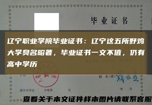 辽宁职业学院毕业证书：辽宁这五所野鸡大学臭名昭著，毕业证书一文不值，仍有高中学历缩略图