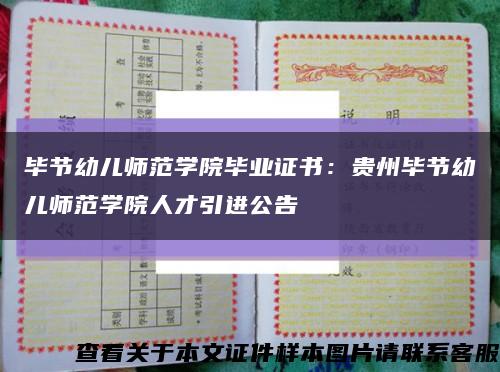 毕节幼儿师范学院毕业证书：贵州毕节幼儿师范学院人才引进公告缩略图