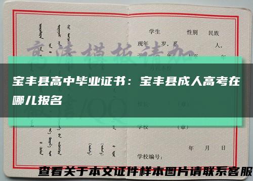 宝丰县高中毕业证书：宝丰县成人高考在哪儿报名缩略图