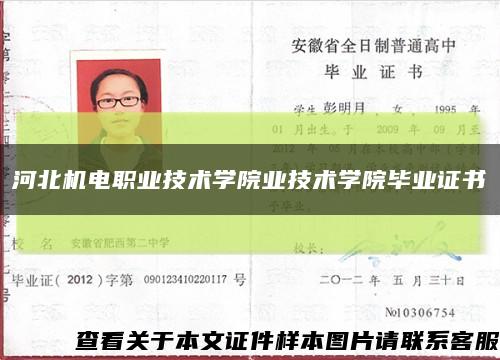 河北机电职业技术学院业技术学院毕业证书缩略图