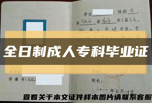 全日制成人专科毕业证缩略图