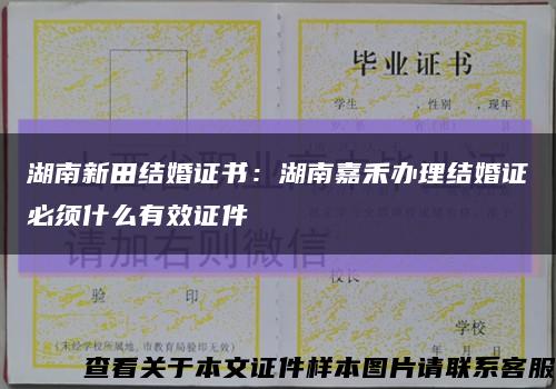 湖南新田结婚证书：湖南嘉禾办理结婚证必须什么有效证件缩略图