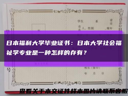 日本福利大学毕业证书：日本大学社会福祉学专业是一种怎样的存有？缩略图