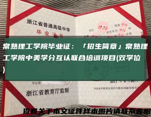 常熟理工学院毕业证：「招生简章」常熟理工学院中美学分互认联合培训项目(双学位)缩略图