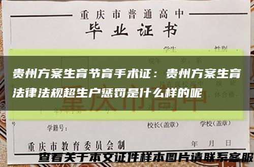 贵州方案生育节育手术证：贵州方案生育法律法规超生户惩罚是什么样的呢缩略图