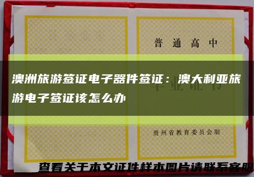 澳洲旅游签证电子器件签证：澳大利亚旅游电子签证该怎么办缩略图