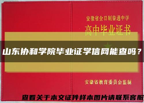 山东协和学院毕业证学信网能查吗？缩略图