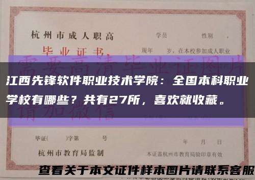 江西先锋软件职业技术学院：全国本科职业学校有哪些？共有27所，喜欢就收藏。缩略图