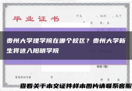 贵州大学理学院在哪个校区？贵州大学新生将进入阳明学院缩略图