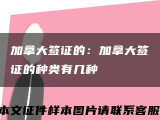 加拿大签证的：加拿大签证的种类有几种缩略图