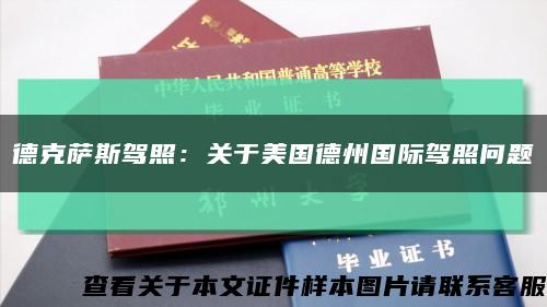 德克萨斯驾照：关于美国德州国际驾照问题缩略图