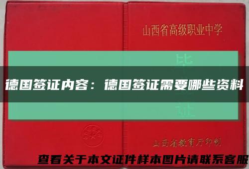 德国签证内容：德国签证需要哪些资料缩略图