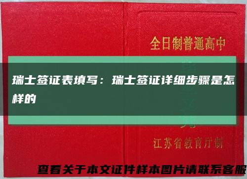 瑞士签证表填写：瑞士签证详细步骤是怎样的缩略图